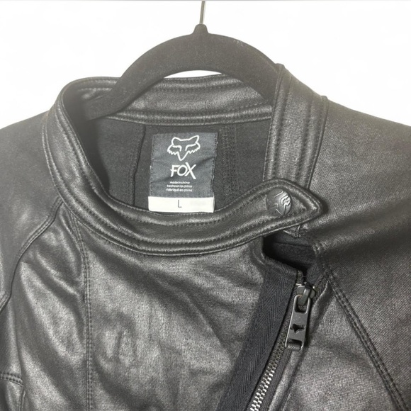 Fox Racing Black Faux Leather & Grey Sleeve Moto Jacket Size Large - Picture 4 of 7